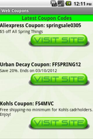 Web Coupons Screen 2