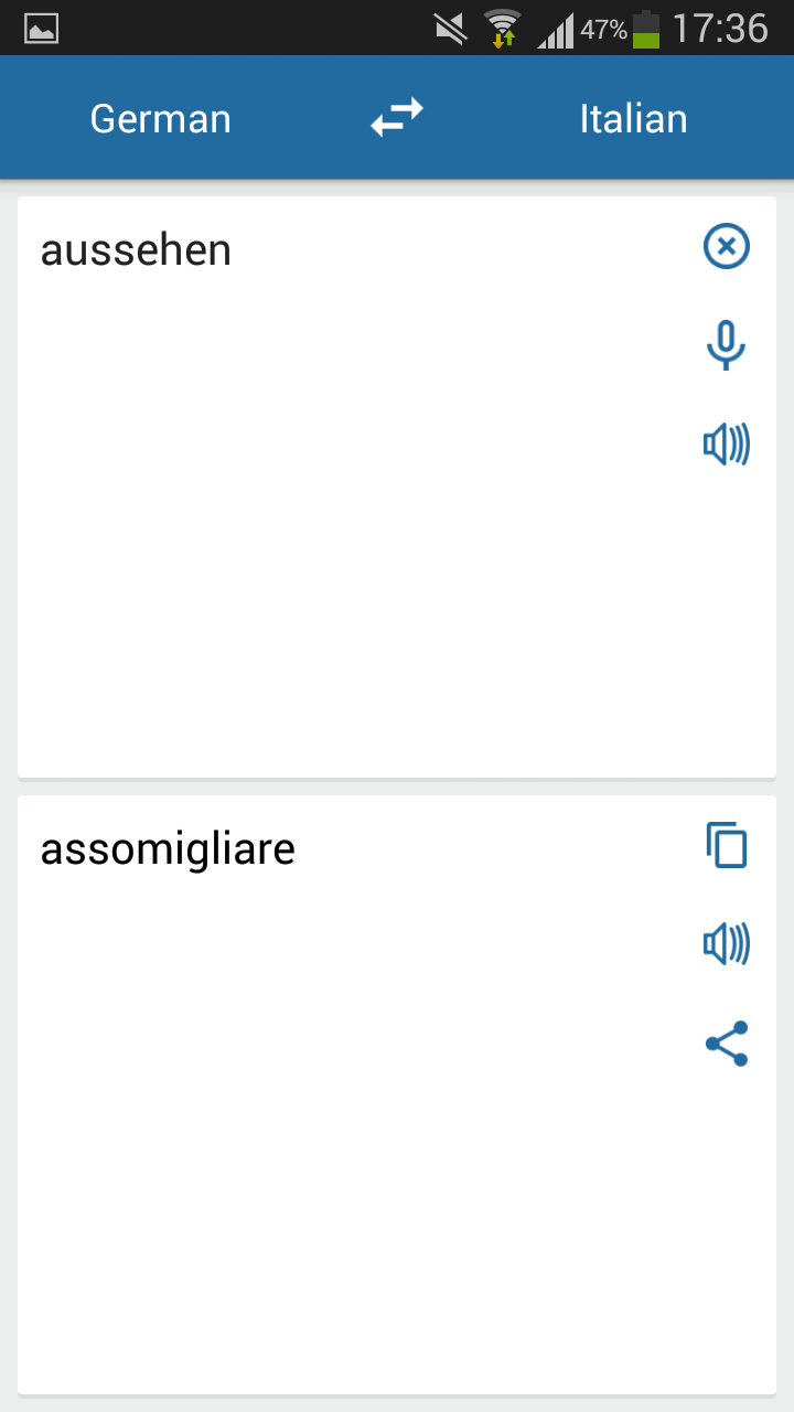 Android application German Italian Translator screenshort