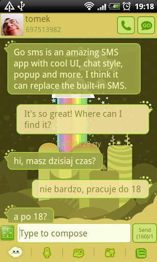 GO SMS Rainbow Meadow Theme