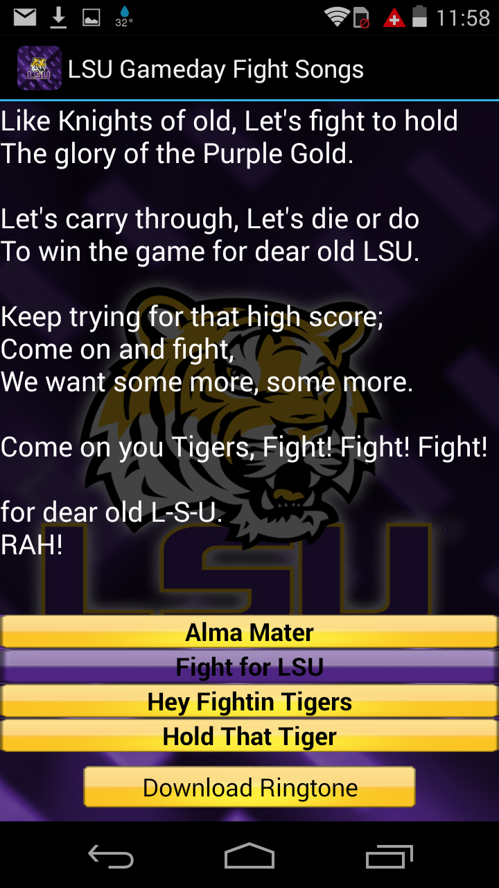LSU Tigers Ringtone Fightsongs Screen 3