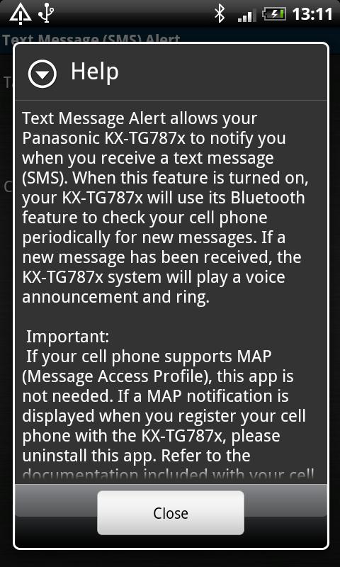 Text Message Alert Screen 2