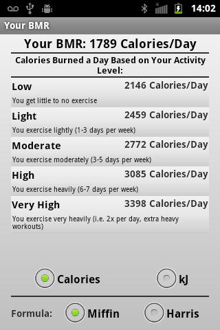 Calorie Calculator Plus Screen 2