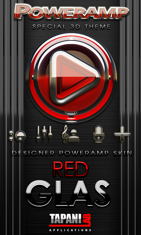 Android application Poweramp skin Red Glas deluxe screenshort