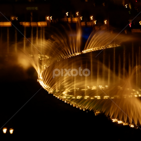 Bellagio at night by Heather Parrish - Landscapes Waterscapes
