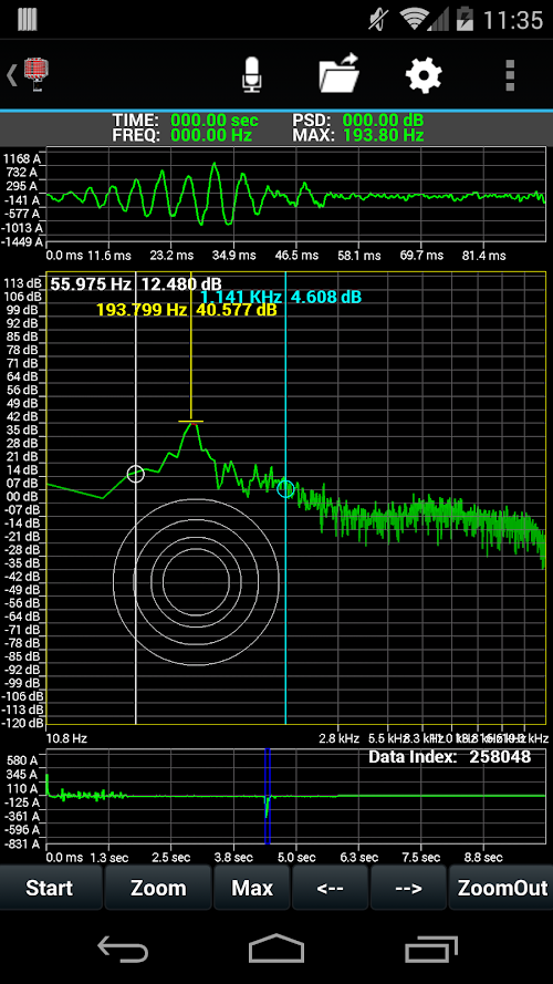 Android application ISpectral2 FFT Analyzer screenshort
