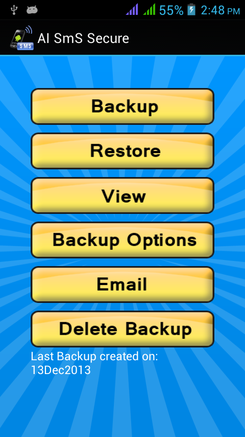 Android application Real Time SMS Backup PRO screenshort