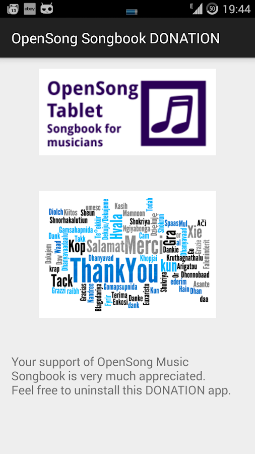 OpenSong Songbook DONATION Screen 3