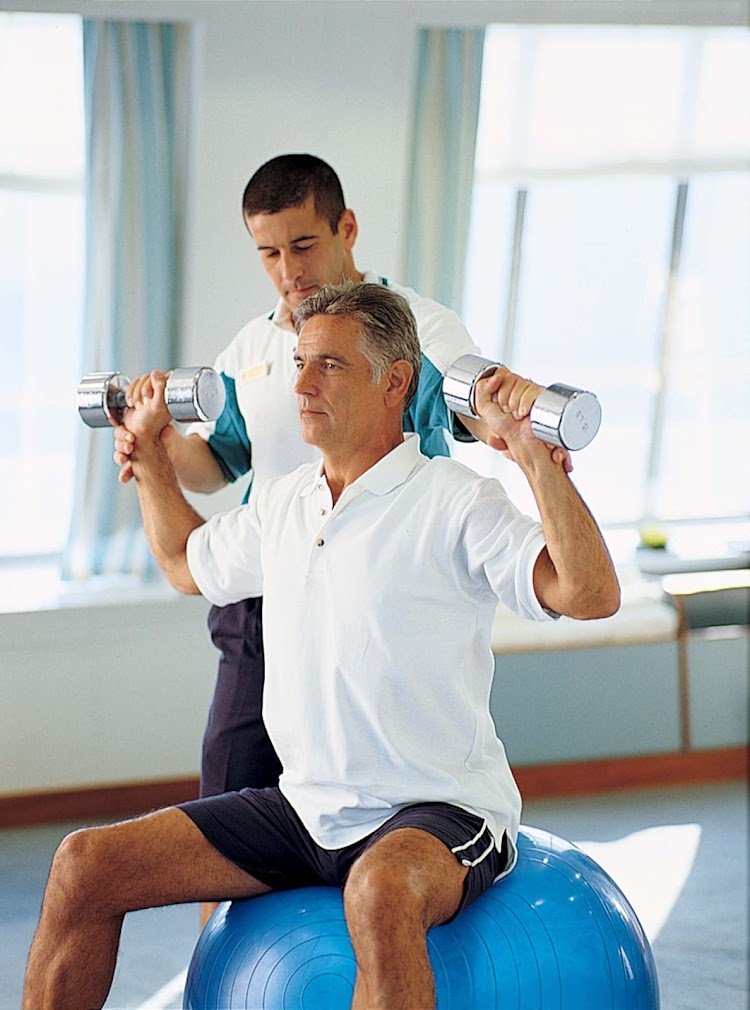 Work with a personal trainer to get an optimized workout in the Fitness Center on Crystal Symphony.