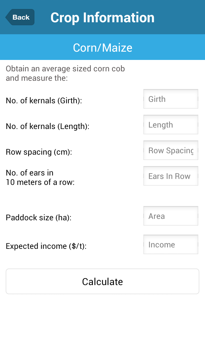 Crop Yield Calculator Screen 3