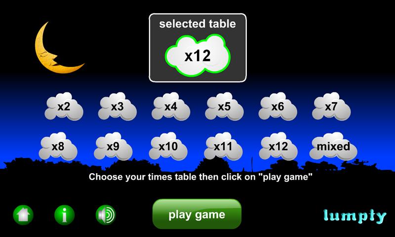 Times table cloud click game Screen 2