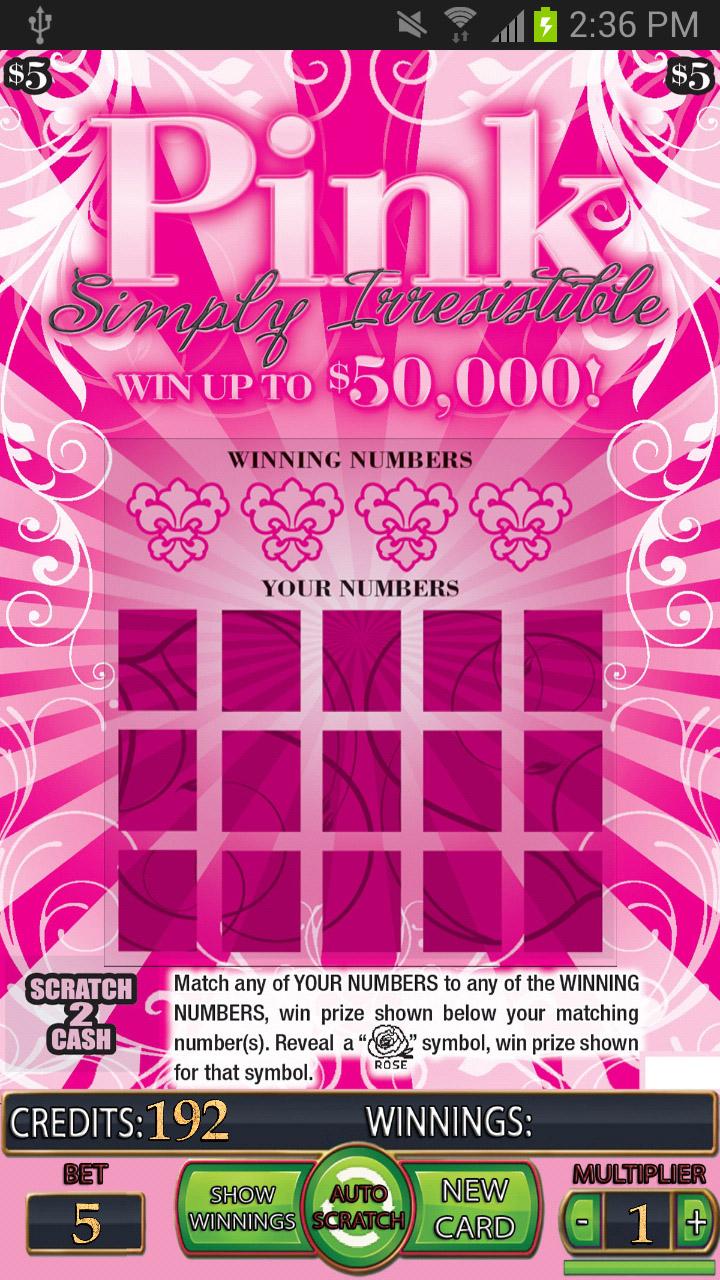 ===PINK Lotto Scratch Card=== Screen 1