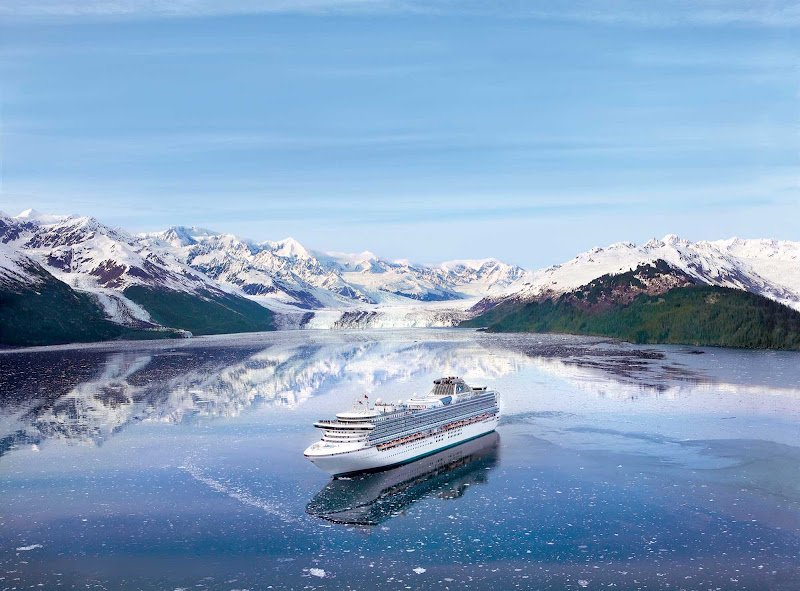 Picture yourself in the middle of a postcard: A shot of Diamond Princess cruising through College Fjord, Alaska.