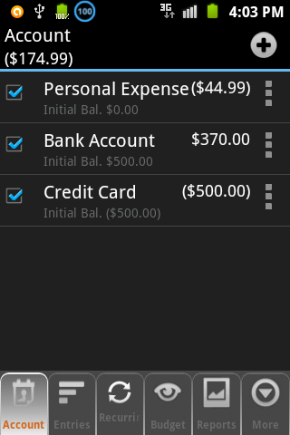 Android application Budget Organizer screenshort