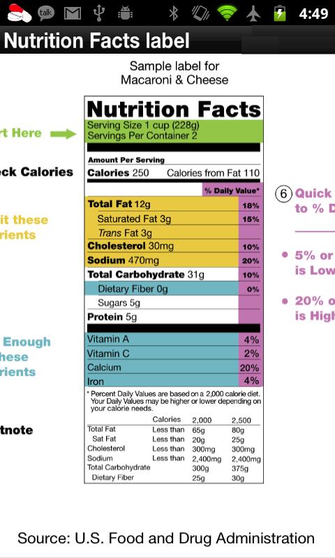 Nutrition Facts Screen 2