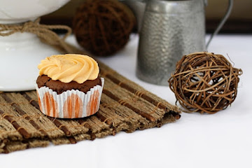 Chocolate Pumpkin Cupcakes with Orange Pumpkin Cream Cheese Frosting