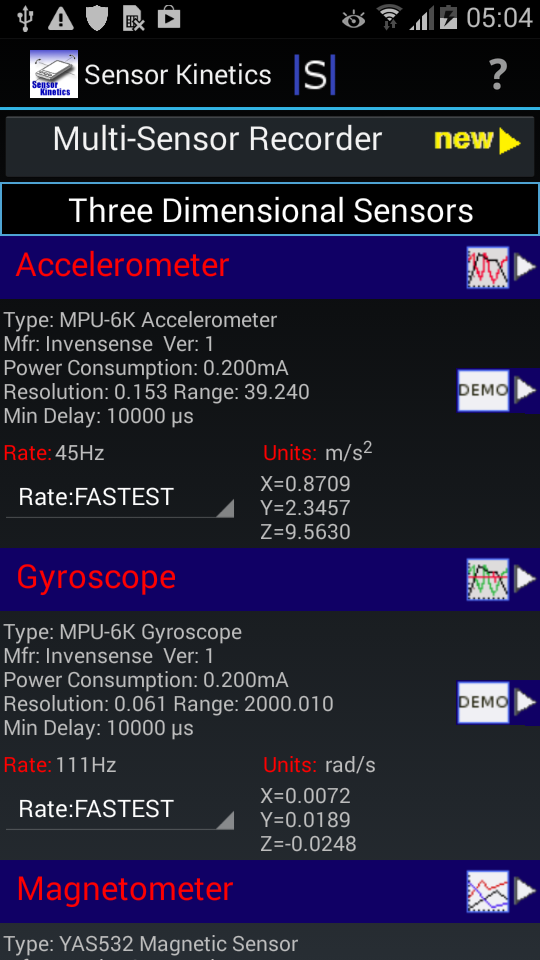 Sensor Kinetics Screen 3