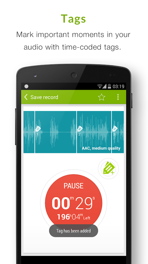 Android application Recordense Voice Recorder screenshort