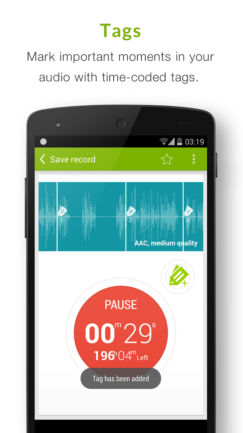 Recordense Voice Recorder Screen 1