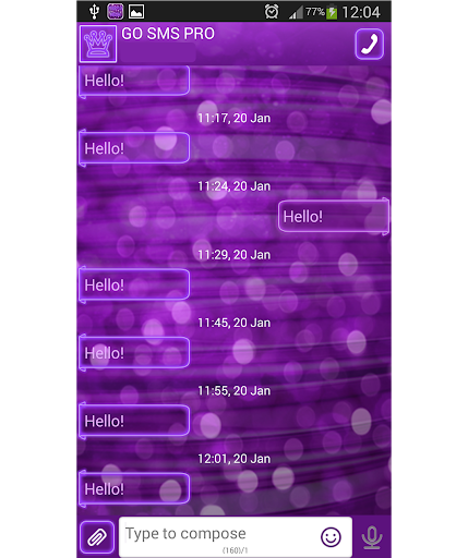 GO SMS Purple Neon
