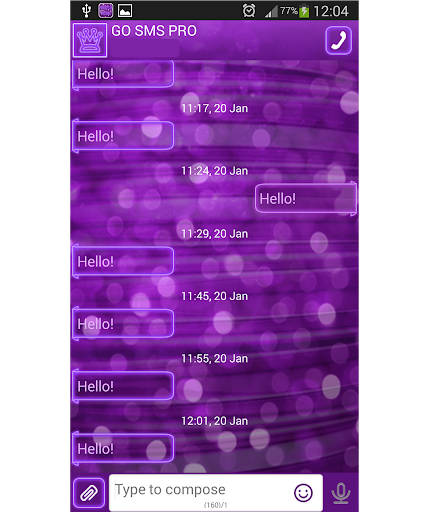 GO SMS Proのパープルネオン