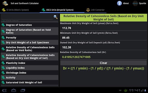 Soil & Earthwork Calc. Tablet Screenshots 1