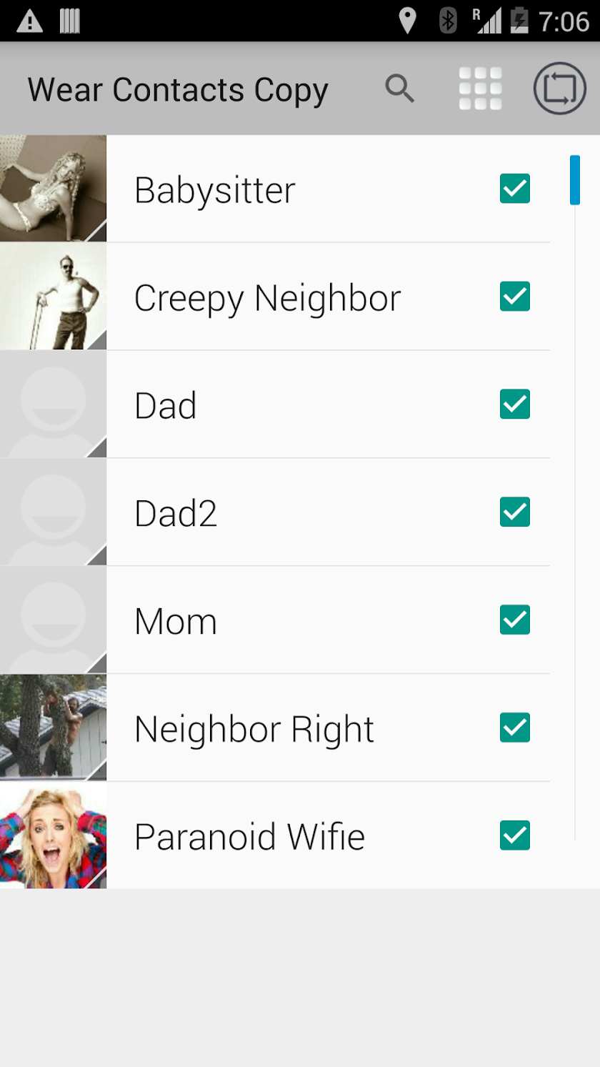 Copy contacts to wear watch Screen 1