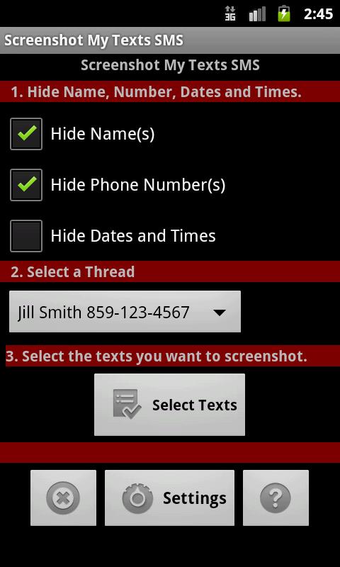 Screenshot My Texts SMS Screen 2