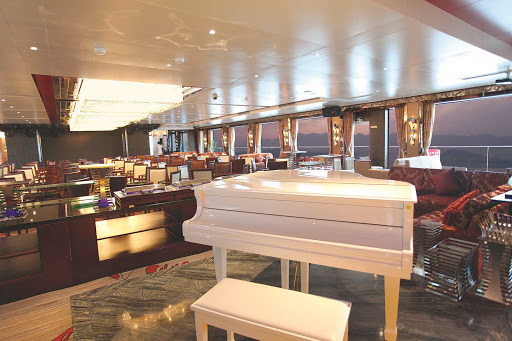 Uniworld-Century-Legend-and-Paragon-Observation-Lounge - Spend an evening of your Uniworld cruise in China enjoying the spectacular view of the Yangtze River while listening to live piano in the Observation Lounge.