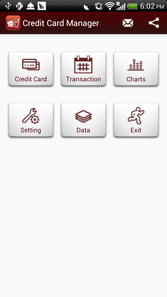 Credit Card Manager Screen 1