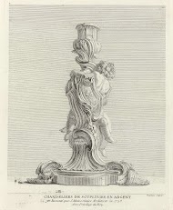 Ontwerp voor een zilveren kandelaar gedecoreerd met twee kinderen