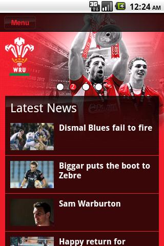 The Official WRU App Screen 2
