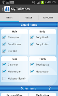 Travel Toiletry Packing List Screenshots 2