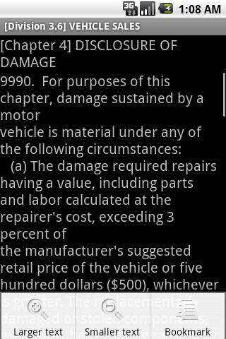 California Vehicle Code Screen 2