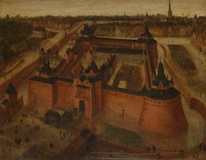 RIJKS: anonymous: Bird's-eye View of the Vredenburg (Vredeborch) Castle in Utrecht 1599