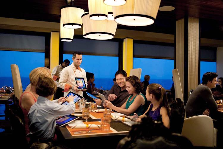 In Qsine on Celebrity Silhouette, you'll have fun selecting and ordering your meal from an iPad.