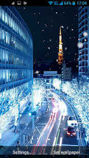 Sníh noční město Živá Tapeta - náhled