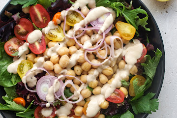 GREEN SALAD + LEMON TAHINI DRESSING