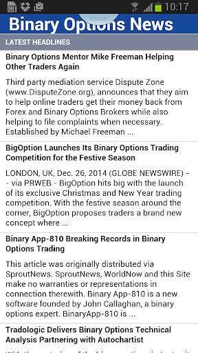 Binary Options News