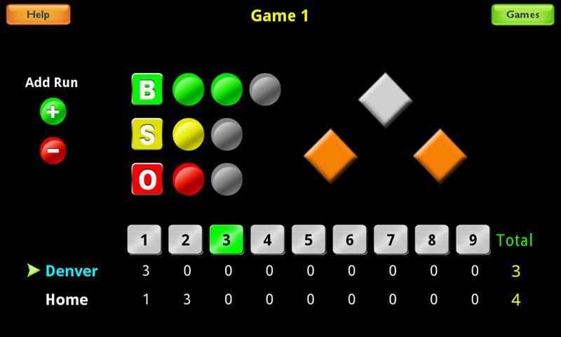 My BaseBall Game Score Screen 3