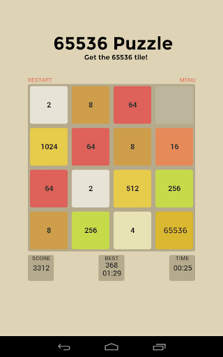 2048 to 65536 Puzzle