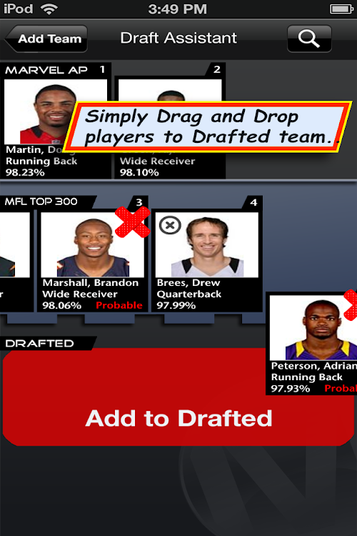 Android application Fantasy Football Draft Asst. screenshort