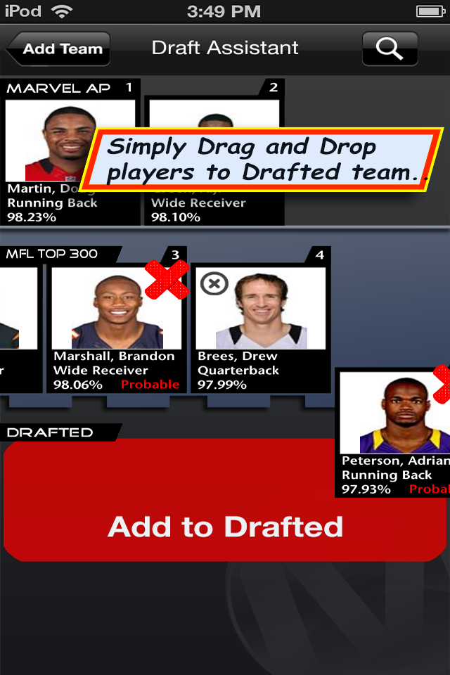 Fantasy Football Draft Asst. Screen 1