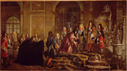 Reparations made to Louis XIV by the Doge of Genoa in the Hall of Mirrors of Versailles on 15 May 1685