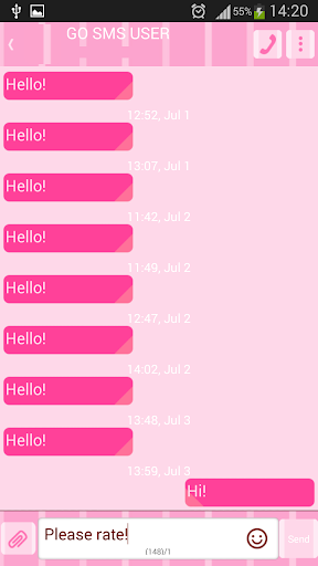 GO SMS 프로 핑크 줄무늬