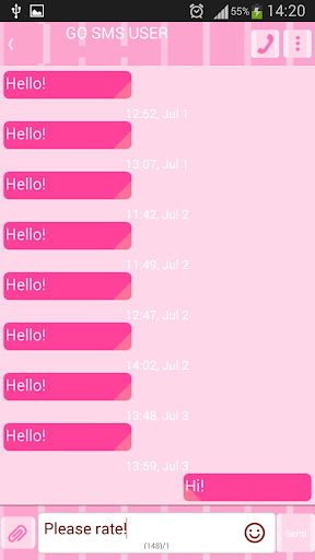 GO SMS Proのピンクストライプ