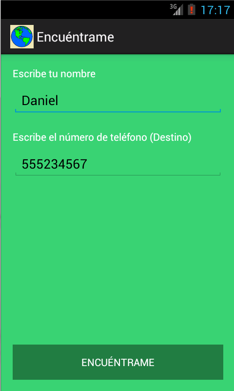 Android application Find me screenshort
