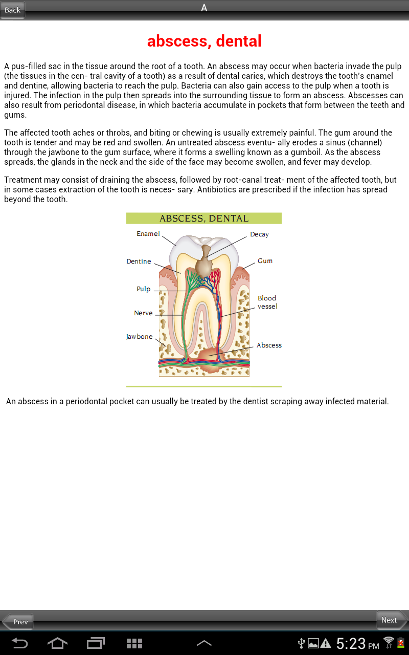 Illustrated Medical Dictionary Screen 2