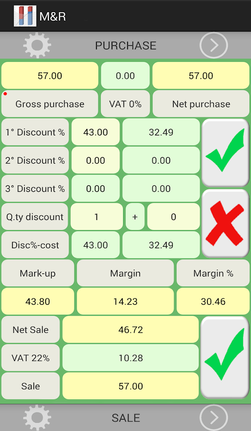 Android application M&amp;R Margin and Mark-up screenshort
