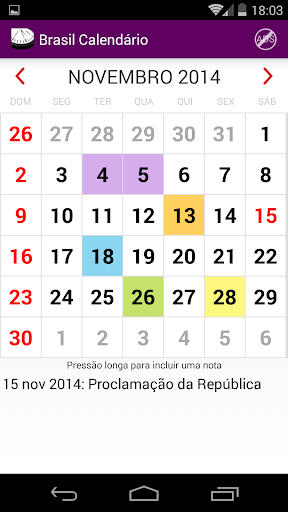 Brasil Calendário 2015 NoAds