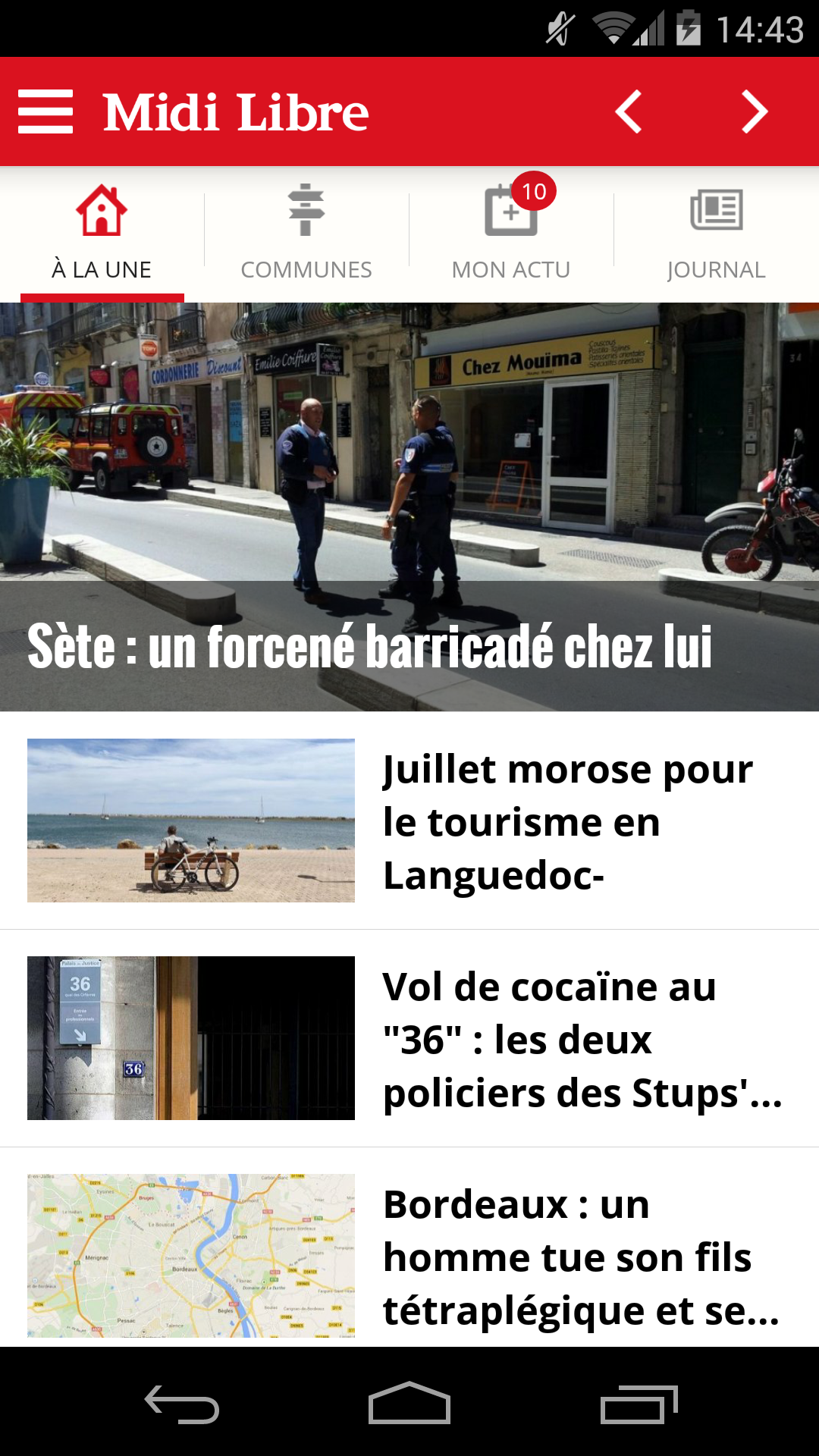 Android application Midi Libre screenshort